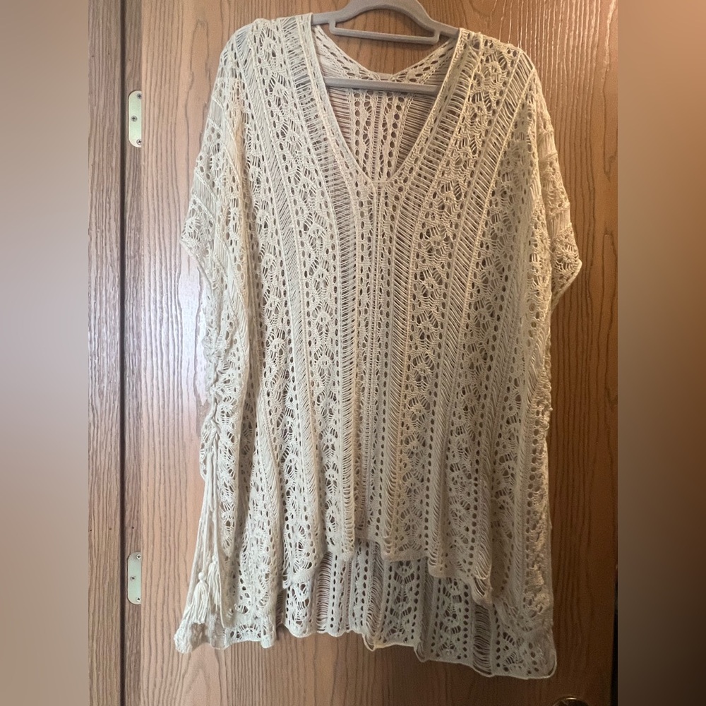 Tan / Natural Crochet Bathing Suit Cover Up